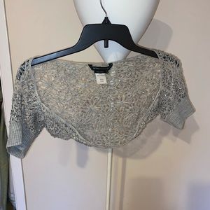BCBG Crochet And Beaded Shrug